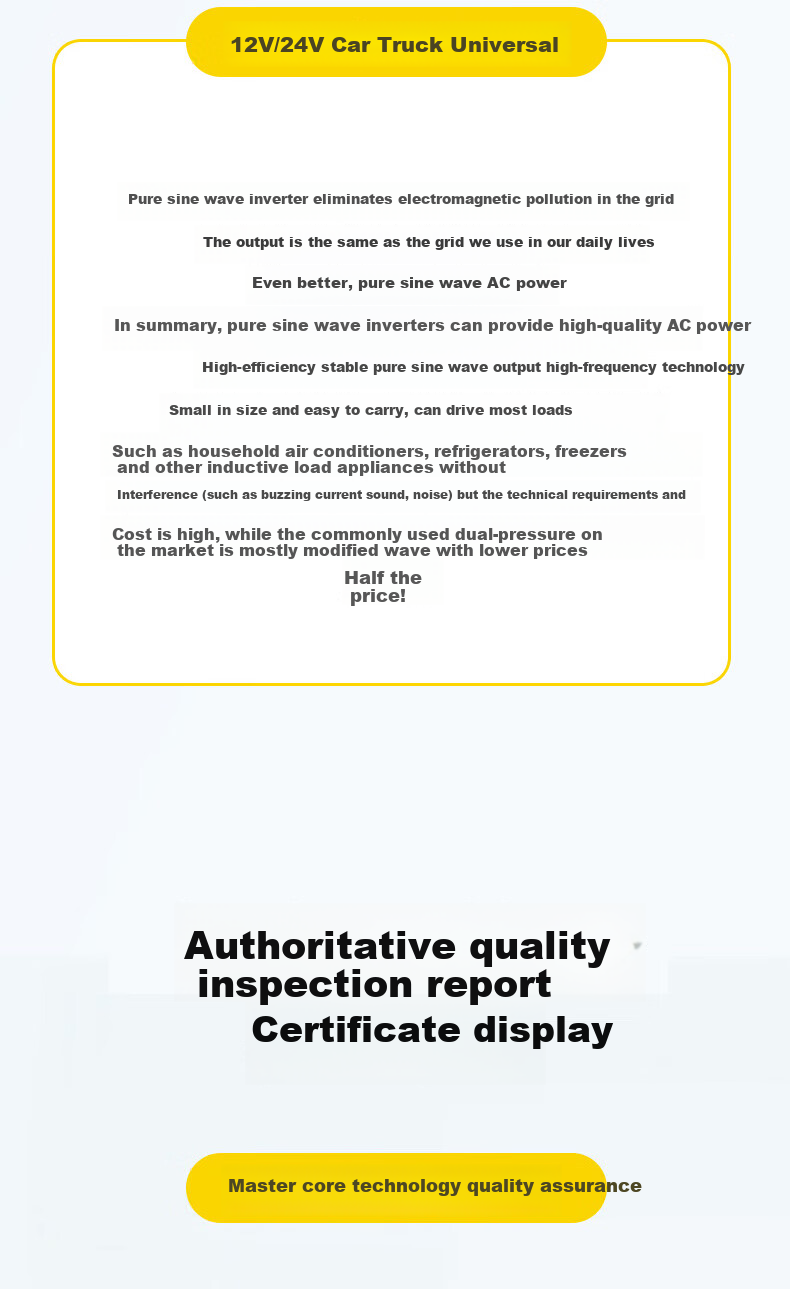 XIANNIAO Inverter, High-Power 72V to 220V Pure Sine Wave, 2300W Battery Tricycle Power Supply for Street Vendors' Use 7