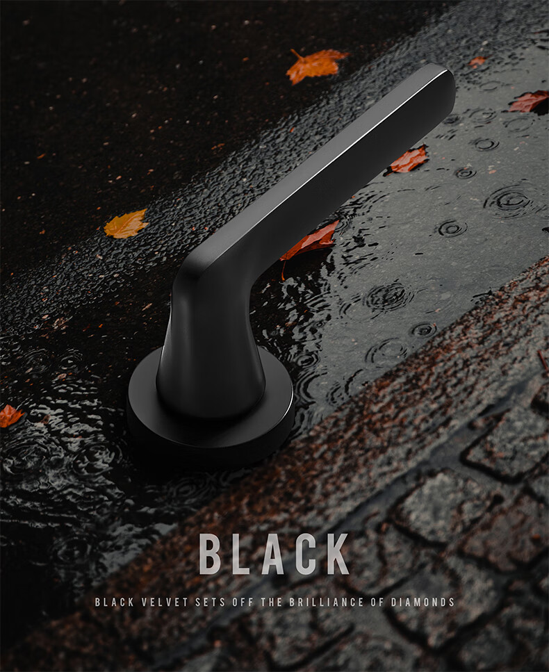 Auburn Handle Lock Split Indoor Bedroom Door Lock Silent Lock Body Copper Core Copper Key Door Lock A-19 Black 1