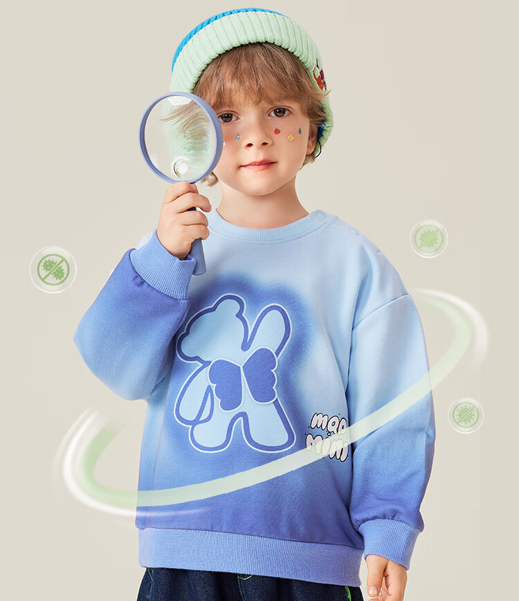 MQDMINI Children's Clothing, Kids' Sweatshirt, 5A Antibacterial, Boys And Girls Top, Toddler Gradient Fashionable Clothing, Winged Bear 3