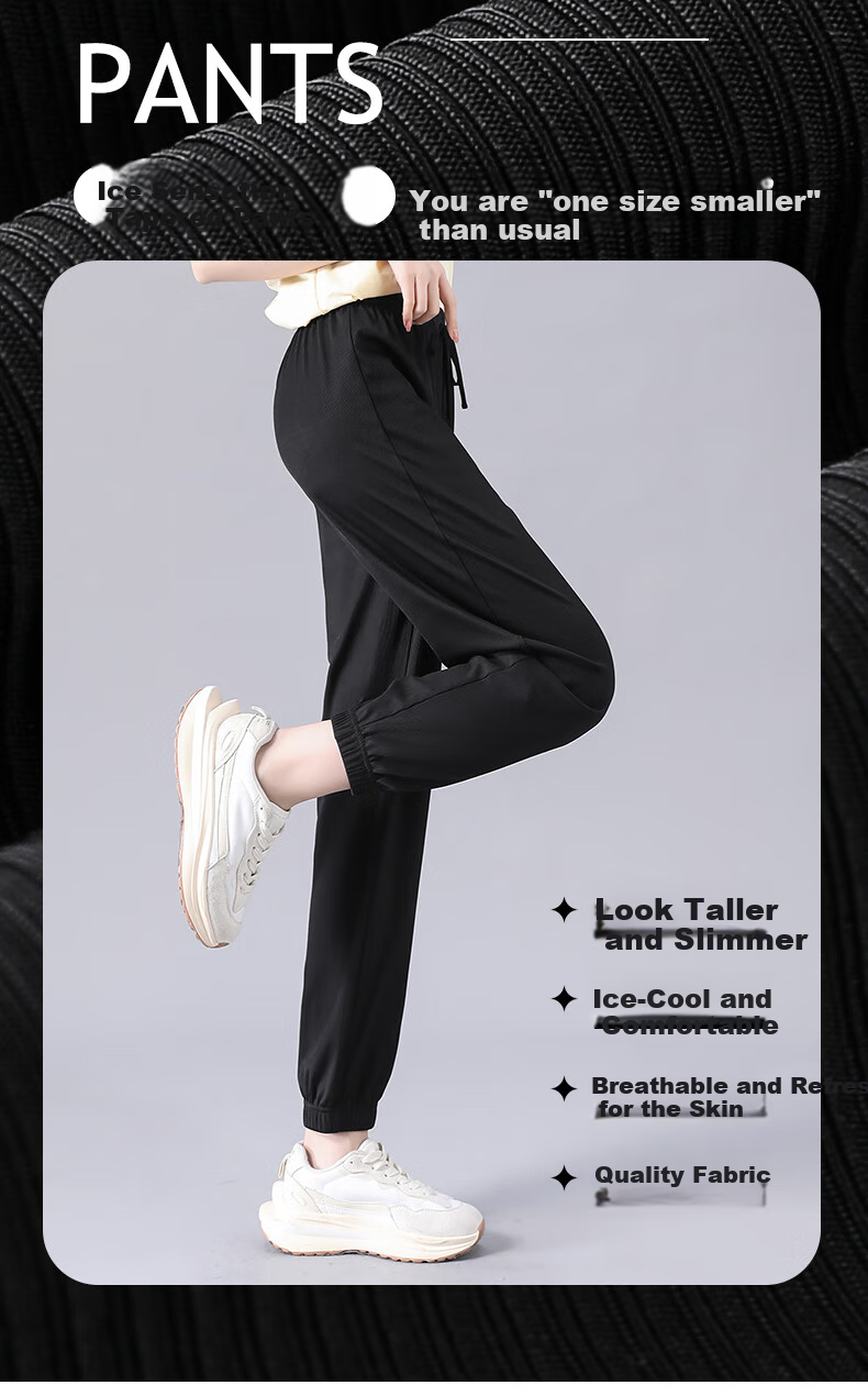 MJ STYLE Ice-Cool Tapered Pants for Women, Summer 2026 Thin Style, Petite Slimming Effect, Silky Draping Breathable Sports Casual Pants for Wome 1