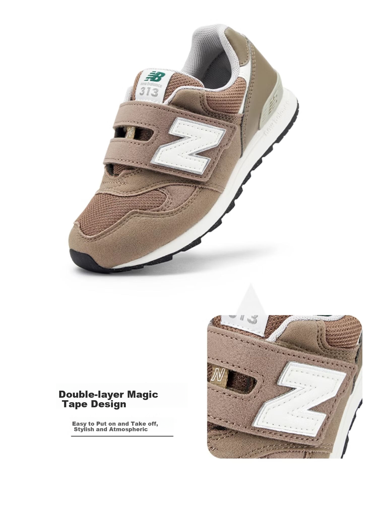 NEW BALANCE Children's Shoes for Ages 4-7, Spring And Autumn Fashion Versatile Lightweight Sneakers 313 2