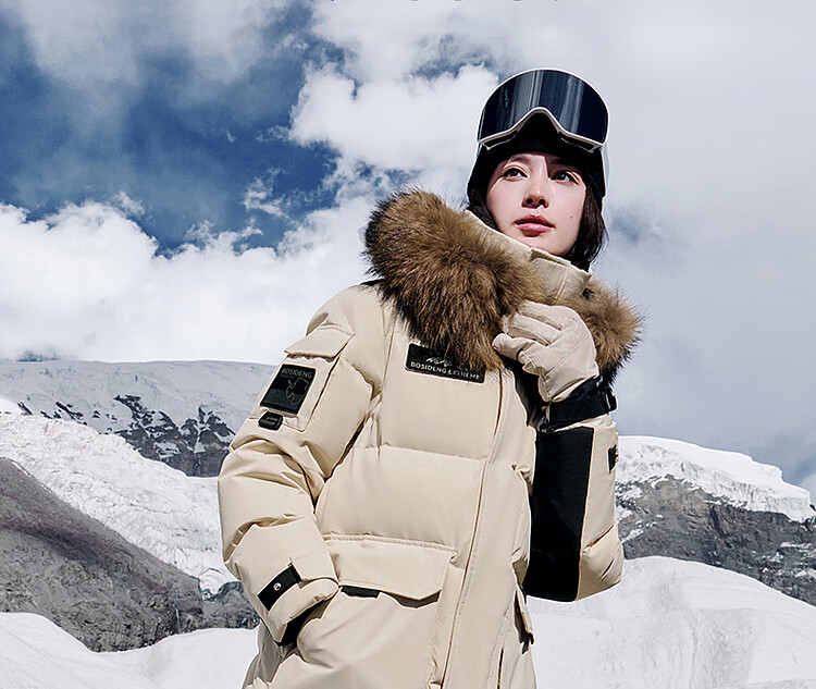BOSIDENG Extreme Cold Goose Down Jacket Unisex Couple Thickened Long Winter Coat with Large Fur Collar 2