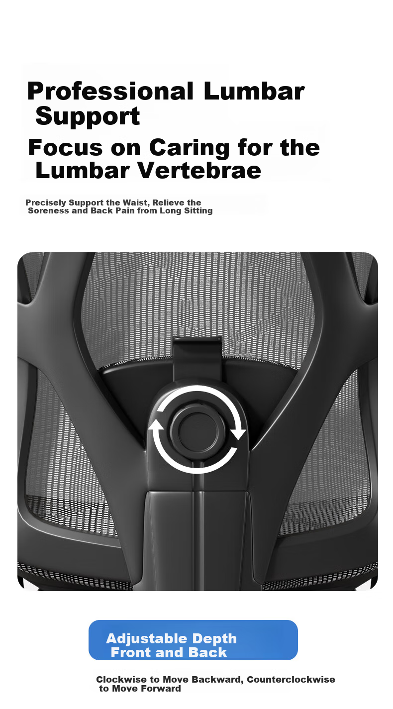 BECAUSES Ergonomic Chair, Multifunctional Adjustable Nap Reclining Computer Chair, Comfortable Office Chair for Long Sitting, Gaming Chair 0815T 5