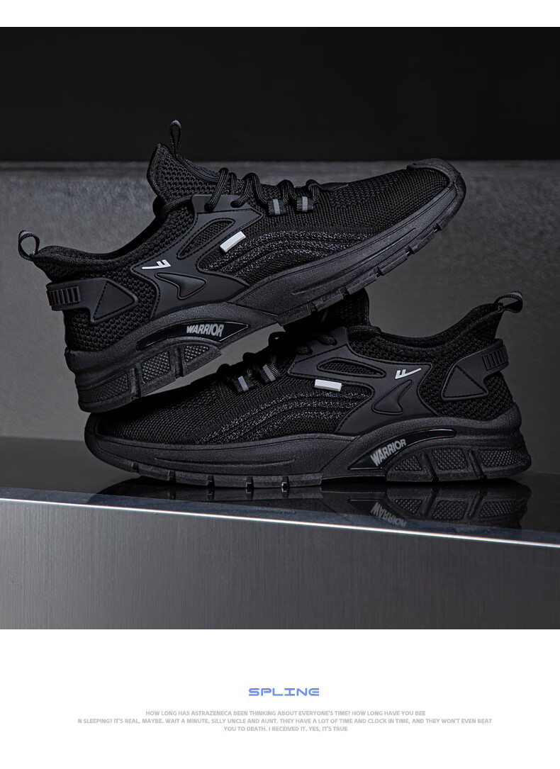Warrior Official Men's Sports Shoes 2026 Summer New Breathable Casual Sneakers Black Size 39 14