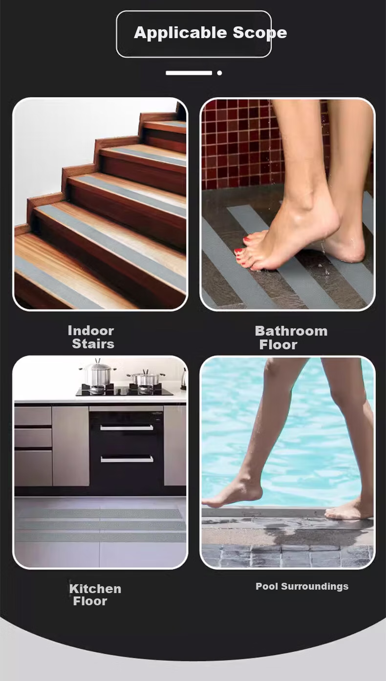 Oumai PEVA Indoor Non-Slip Tape, Waterproof Frosted Wear-Resistant Bathroom Floor Anti-Slip Sticker, Gray, 50mm*5m, 1 Roll 3