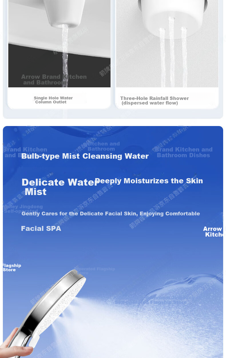 ARROW Handheld Shower Head, Bathroom Spray Nozzle, 3 Water Settings, Shower Single Head, Shower Sprayer 6