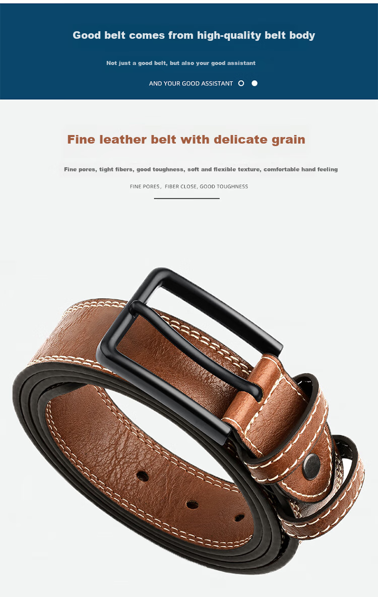 HALFEEL Men's Leather Belt Pin Buckle Waistband, Versatile Denim Trouser Belt for Young And Middle-Aged Men, Military Training Pants Belt, Business Wear-Resistant Durable Gift 6
