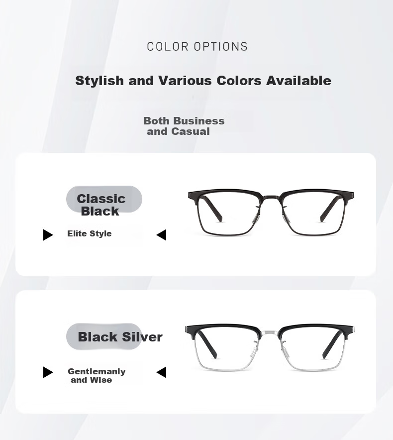 LOHO Thin Steel Series | Ultra-Light Browline Glasses for Men, Business Semi-Rimless Frames with Blue Light Protection, Prescription Available, Anti-Radiatio 15