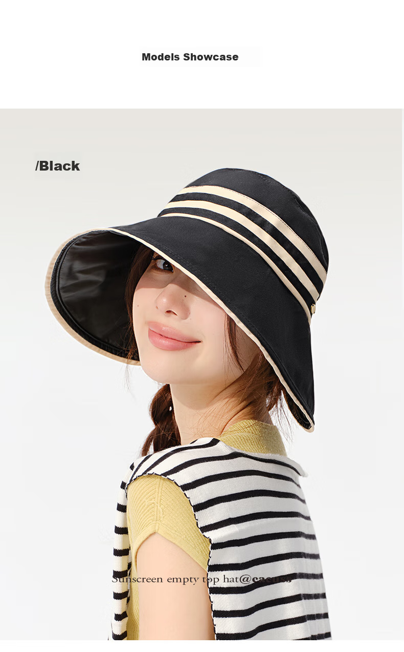 CACUSS Large Brim Open Top Outdoor UV Protection Sun Hat Summer Sports Hat for Men and Women Black 7