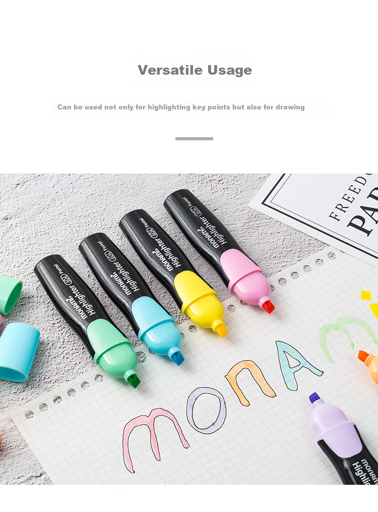 [Back to School Essential] Monami (Monami) Highlighters for Students, Square-Tip Marking Pens for Notes And Journaling, 6-Color Set 06020Z06 4