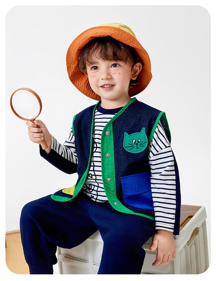 MQDMINI Children's Denim Vest, Autumn Boys And Girls Waistcoat, Inner Or Outer Wear, Sleeveless Jacket, Three-Color Functional Vest 9