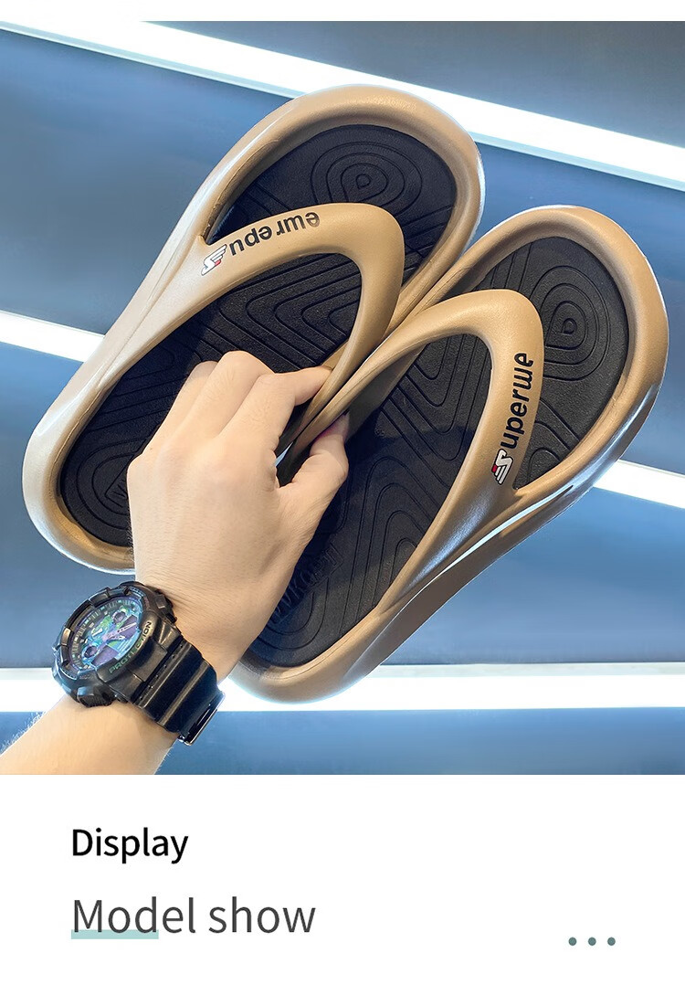 YUZHAOLIN Men's Flip-Flops, Sports Wear, Thick Sole, Height-Increasing, Comfortable Sandals, YY555, Khaki, Size 40/41 14