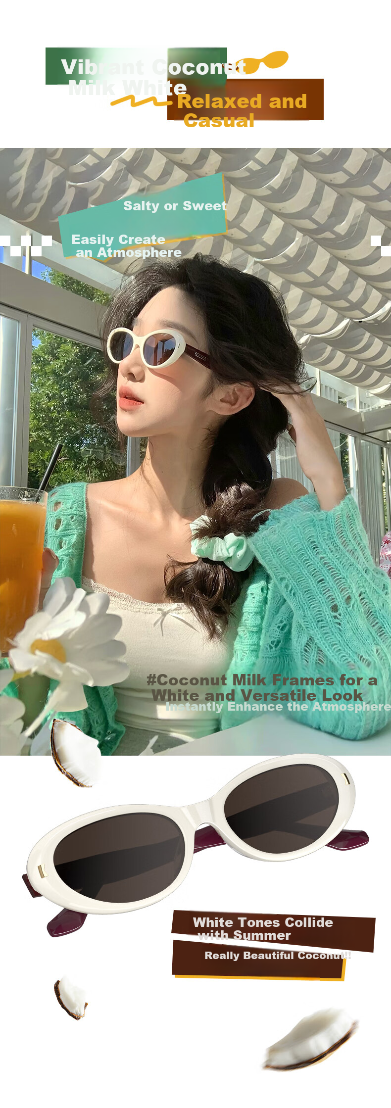 HELEN KELLER [Yeyeming] Cat Eye Sunglasses, Black Retro Oval Sunglasses for Women And Men, Trendy Sunglasses HK707H01 4
