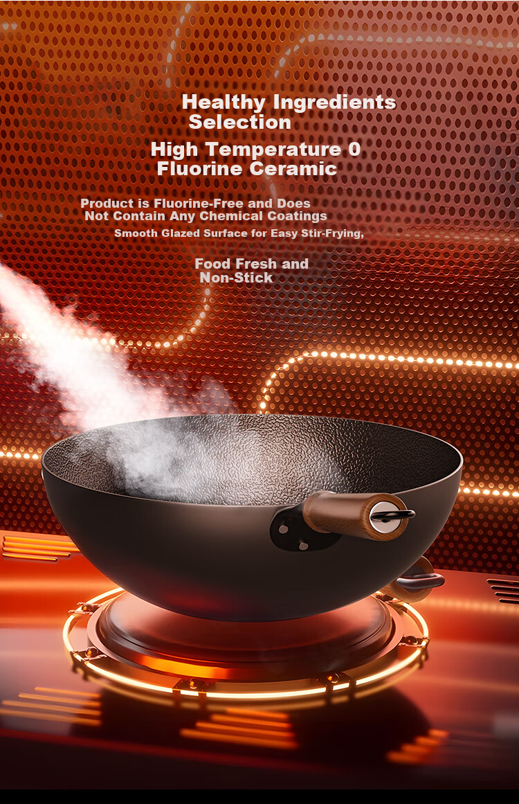 JD Original Iron Wok, Non-Stick Frying Pan for Induction Cooker And Gas Stove [Fluorine-Free Healthy] 32cm 2
