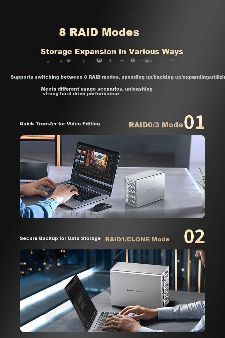 Yottamaster Magnetic Disk Array Hard Drive Enclosure with RAID Storage Temperature Control Fan, 150W Power Supply Universal 2.5/3.5 SATA Serial Mechanical And Solid State Hard Drive Compatible for Desktop Computers 5