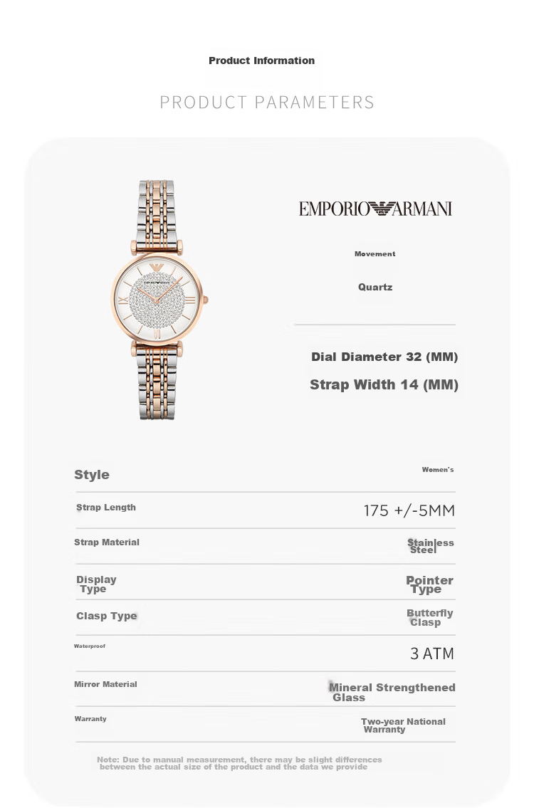 EMPORIO ARMANI Women's Watch AR1926, Starry Sky Diamond-Studded Quartz Watch, Women's Birthday Gift for Girlfriend 7
