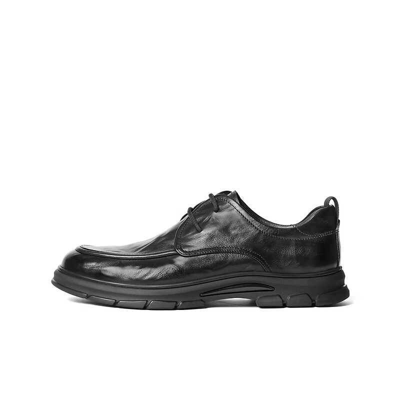 Belle Commuter Business Shoes for Men, Cowhide Leather Comfortable Casual Leather Shoes A1923AM5, Black Lace-Up Style, Size 42
