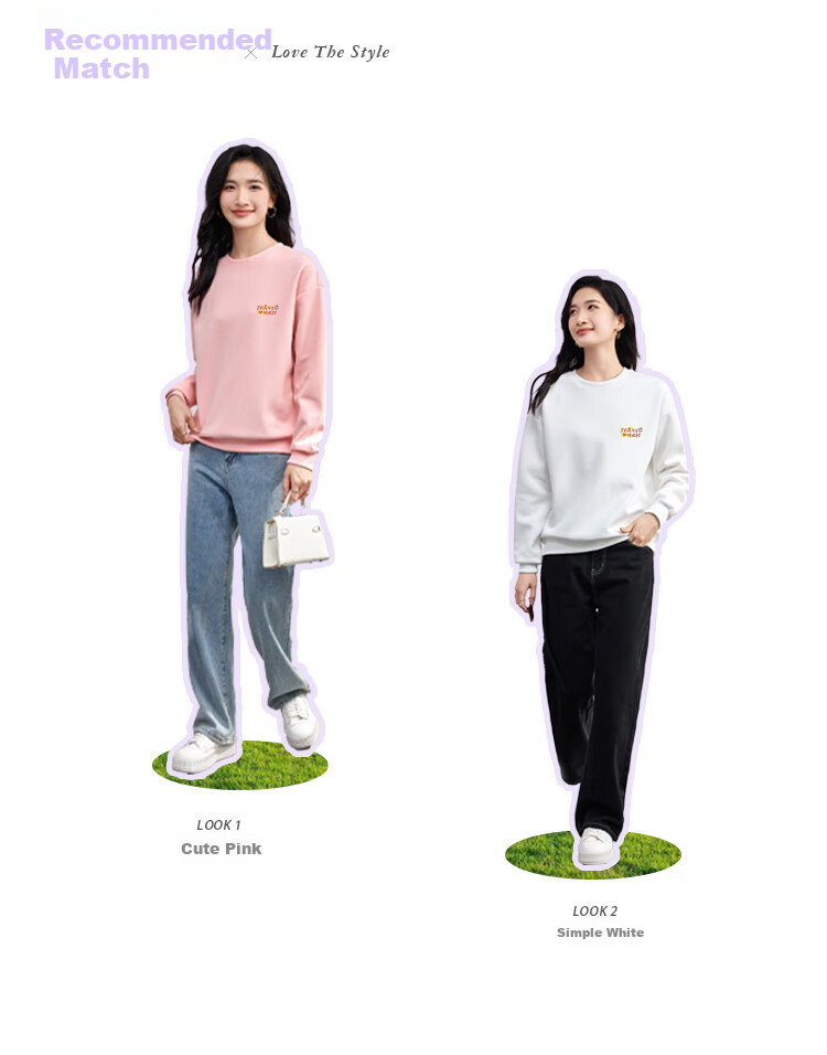 Jeanswest Women's Sweatshirt, Spring And Autumn 2026, Fun Printed Long-Sleeve, Loose Comfortable Fashion Versatile Relaxed Top, White, Size M 1