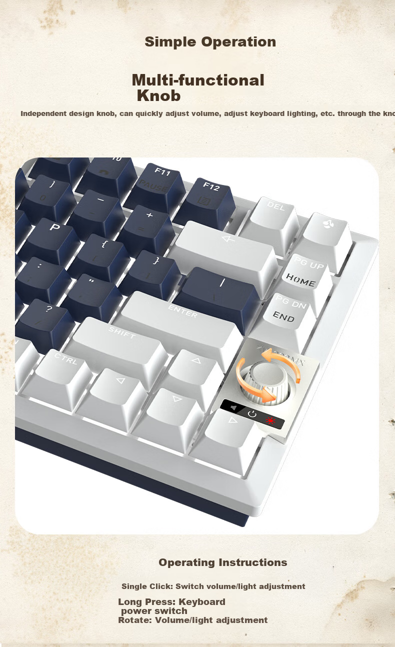 CHERRY KW300MX TKL Mechanical Keyboard, 81 Keys, New Vintage Wireless Hot-Swappable, Compatible with MACMINI, for Gaming And Office Use at Home, Pink/blue, Red Switches 7