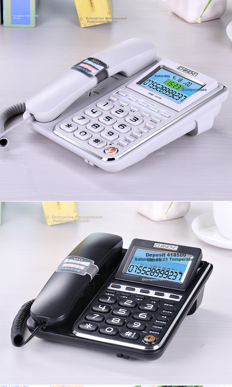 CHINO-E Landline Telephone with Caller ID Display, 5 Pre-Programmed Family Numbers, Adjustable Screen Angle, Caller Number Display, Corded Phone G035 Black Office Companio 8