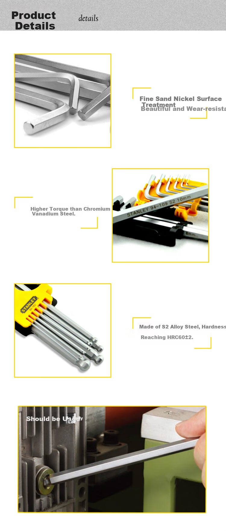 STANLEY 9-Piece Metric Extended Ball-End Hex Key Set, 1.5-10mm, STMT94158-8 2