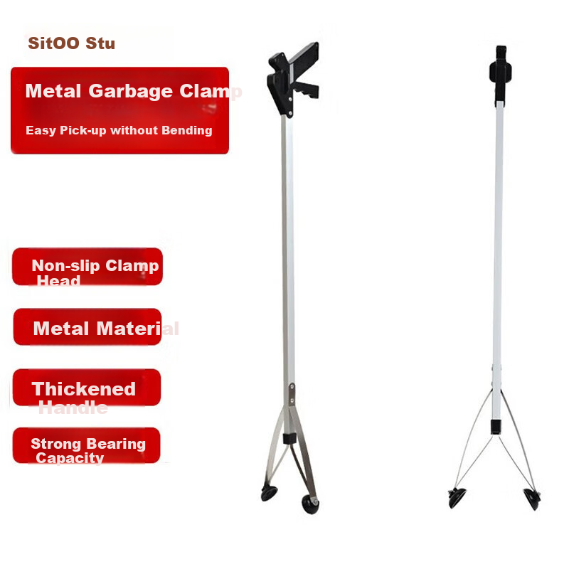 Sitoo Long-Handled Garbage Picker, Sanitation Trash Grabber, Non-Slip Extended Handle Garbage Clamp, Straight Handle Litter Picker