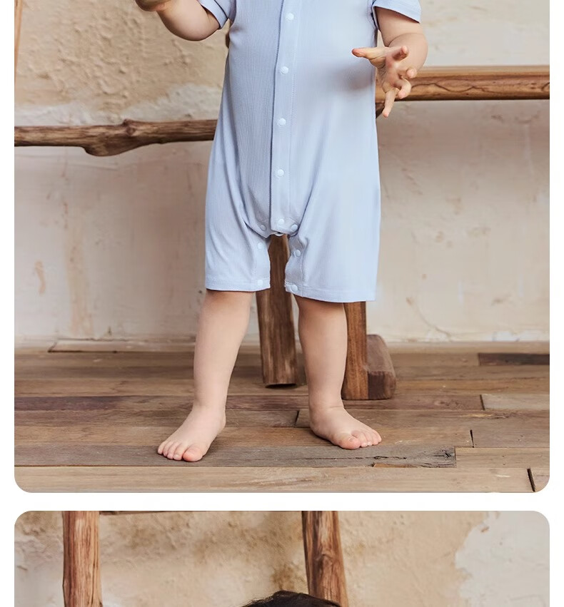 Niduoxiong Summer Baby Romper, Infant Clothing, Summer Outfit, Crawling Suit, Newborn Home Wear, Short-Sleeve Ice Silk 28