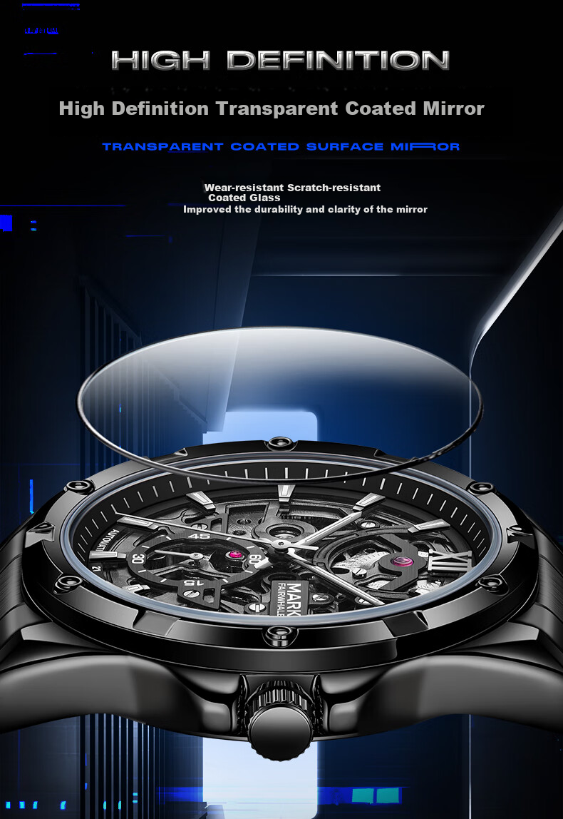 MARK FAIRWHALE Explorer Men's Automatic Mechanical Watch, Top Ten Business Watches, Chinese Brand Wristwatch, Birthday Gift for Boyfriend 8