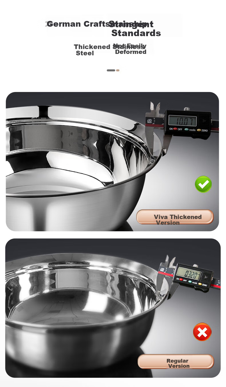 Newair Set of 6 Kitchen Utensils: 304 Stainless Steel Colander, Strainer Basket, Vegetable Washing Basin, Egg Beating Bowl, Dough Kneading Bowl, And Oil Filter Mesh 9