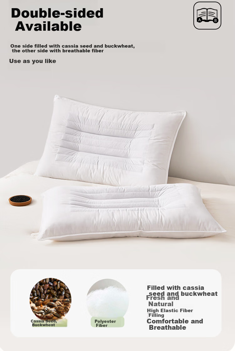 Dohia Home Textile Pillow, Cassia Seed Pillow Core with Pure Cotton Fabric, Adult Herbal Pillow, Cassia Seed Pillow, 74*48cm, Single Piece 9