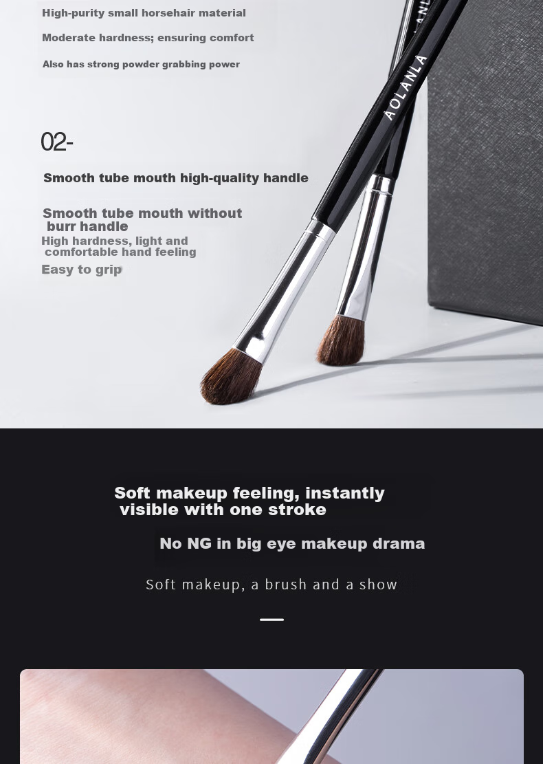 AOLANLA Master Series Small Eyeshadow Brush, Horse Hair Eye Detail Makeup Brush, No. 15 Under-Eye Blending Brush, Single Piece 3