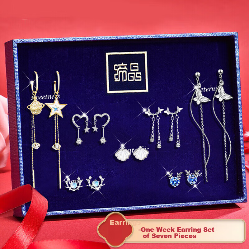Dijing Weekly Earrings, 2026 New High-End Tassel Earrings for Women, Silver Studs, Long Ear Dangles, Birthday Gift for Wome