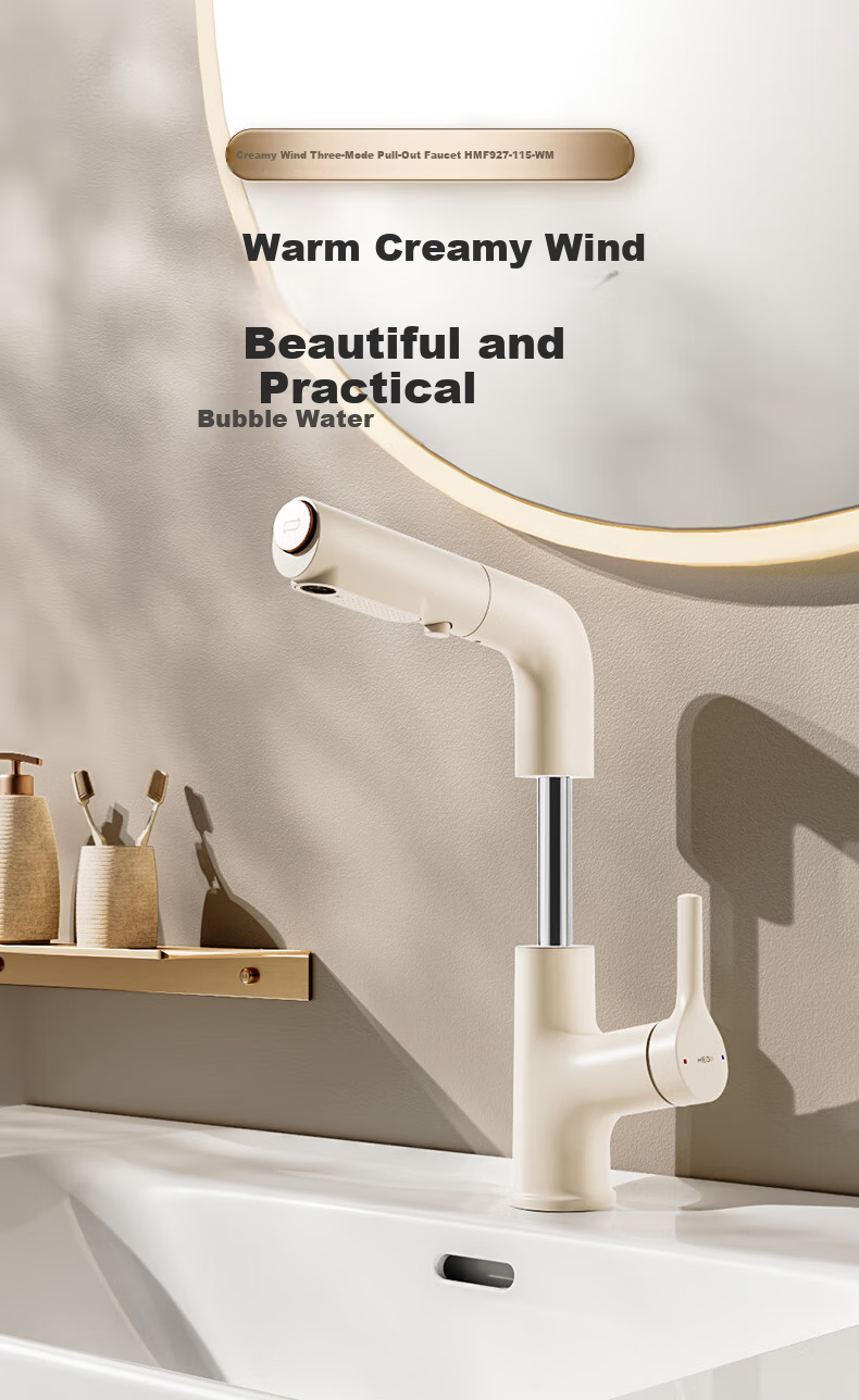 HEGII Pull-Out Basin Faucet, Three-Water Outlet Bathroom Lifting Rotating Hot And Cold Water Tap HMF927-115 4