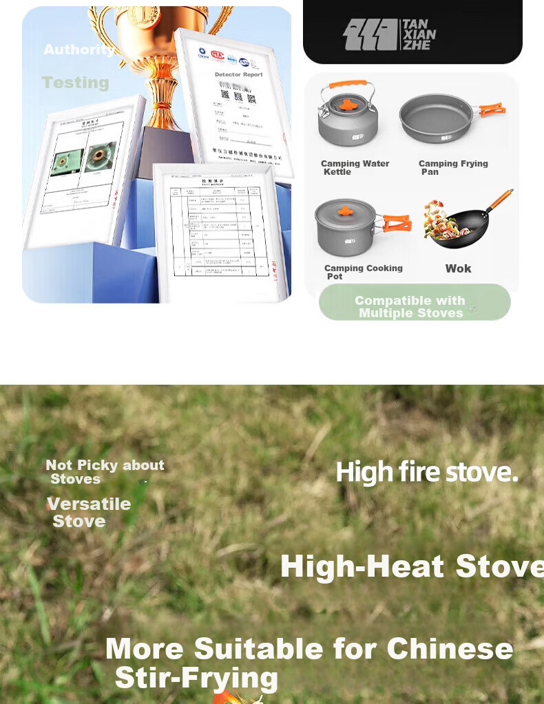 TAN XIAN ZHE Portable Camping Stove Set with Cassette Magnetic Burner, Gas Stove And Cookware 3