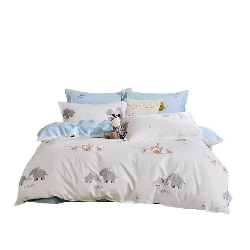 Luolaikids Four-Piece Set, Maternal And Infant Class A 100% Combed Cotton Duvet Cover, Bed Sheet, Pillowcase, Pure Cotton Quilt Cover, 220*250