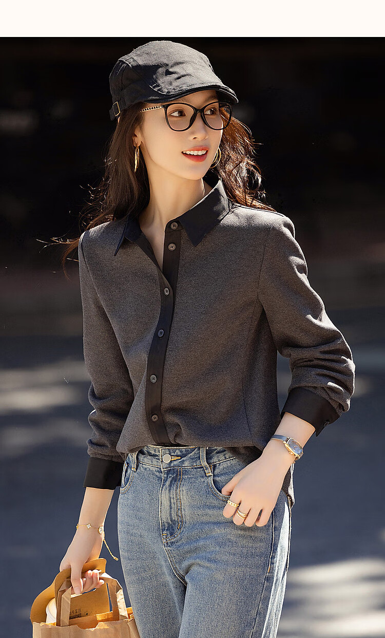 Dme High-Quality Cool And Stylish Design Commuter Shirt with Patchwork Jacquard Satin Fabric Women's Blouse Top 9