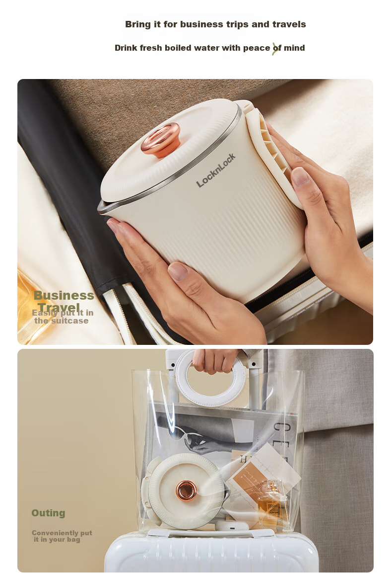 Locknlock Folding Kettle Portable Hot Water Kettle for Home Use Electric Kettle Outdoor Travel Kettle Business Trip Electric Kettle Electric Cooker Portable Electric Hot Pot 0.8L 2