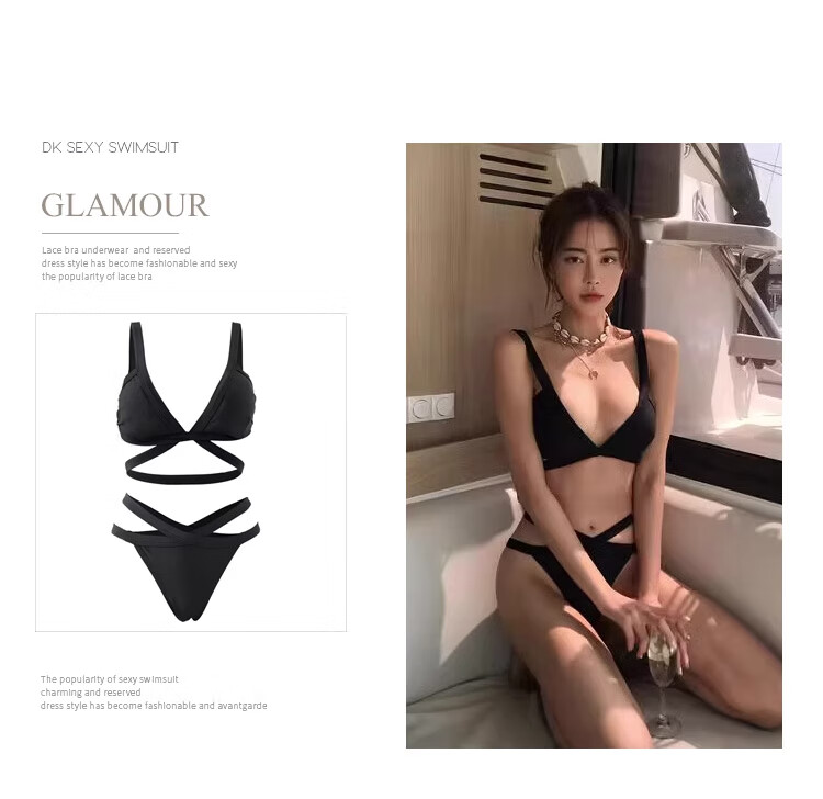DK Women's New Bikini, Sexy Triangle Bikini, Korean Style Slimming Push-Up Two-Piece Swimsuit, Hot Spring Wear, M 6
