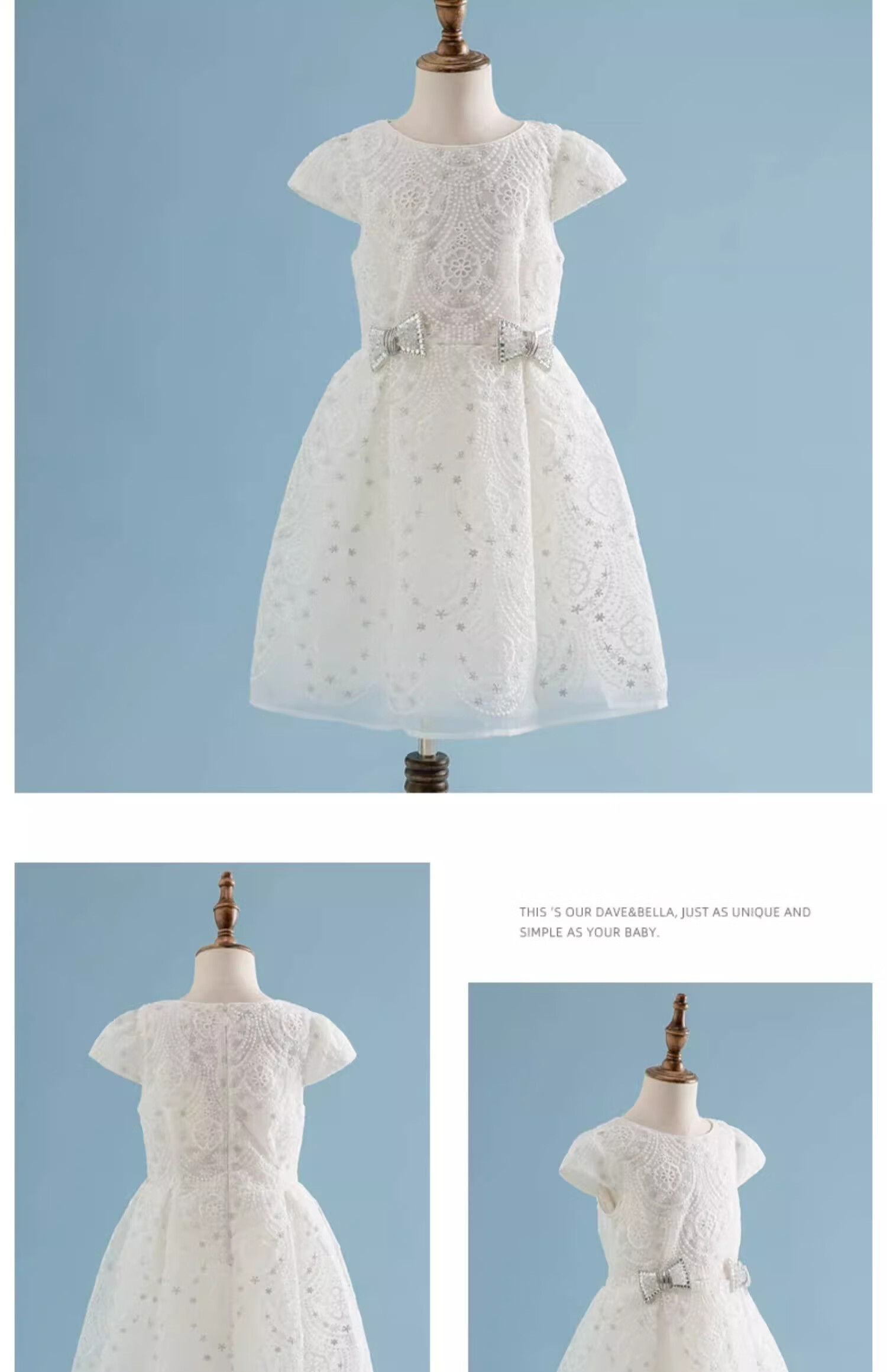 DAVE & BELLA [High-End Formal Dress], Girls' Princess Dress, Summer Wear, High-End Embroidered Skirt, Elegant Princess Dress 9