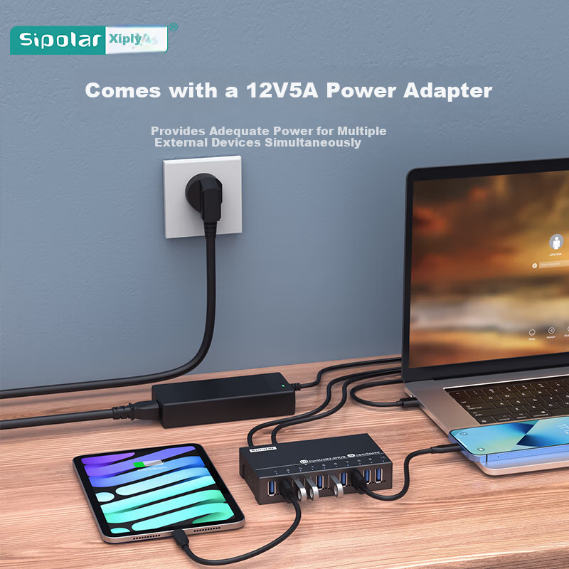USB 3.0 хаб SIPOLAR A-103 на 10 портов с быстрой зарядкой 60 Вт, промышленный разветвитель, 3 метра