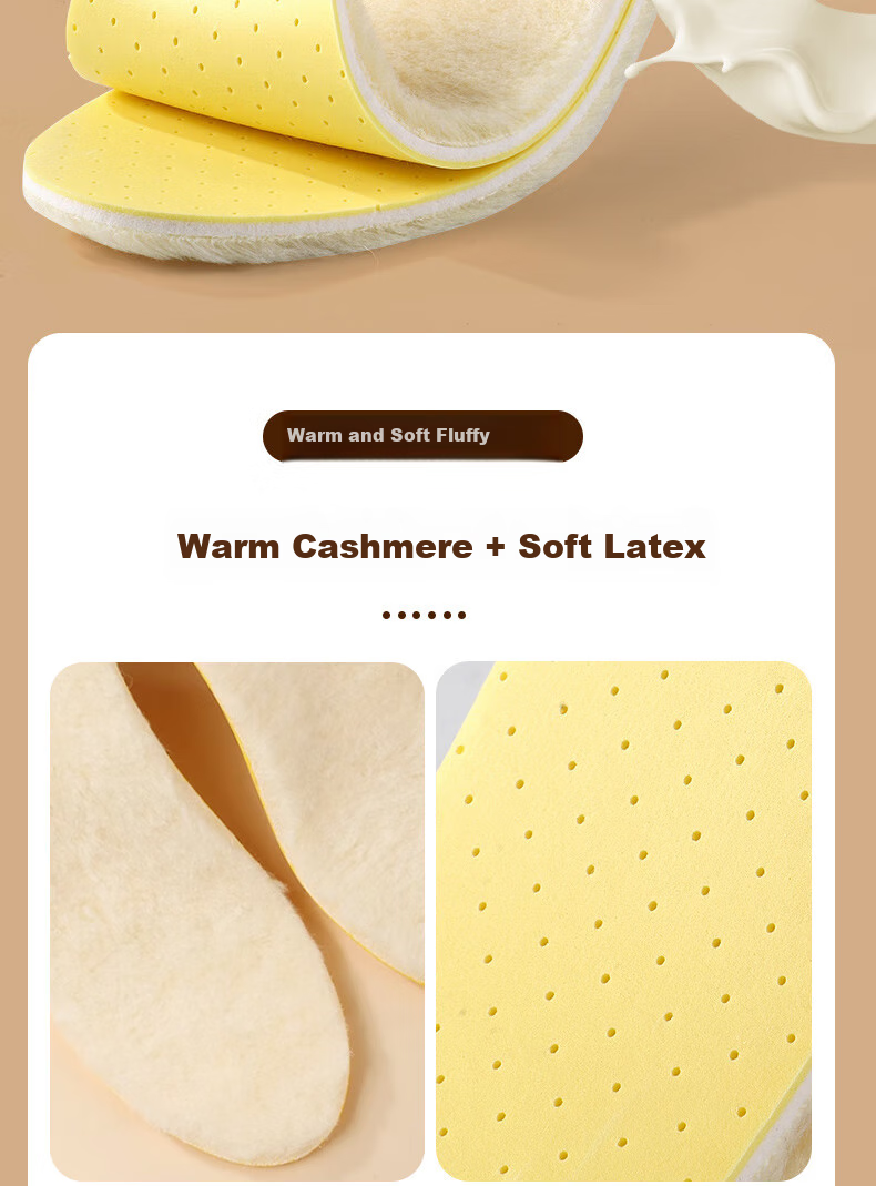 FOOTOPPO Latex Wool Insoles for Women, Winter Cold-Proof Warm Fleece-Lined Insoles for Men, Thick Soft-Soled Fleece Linings for Winter 4