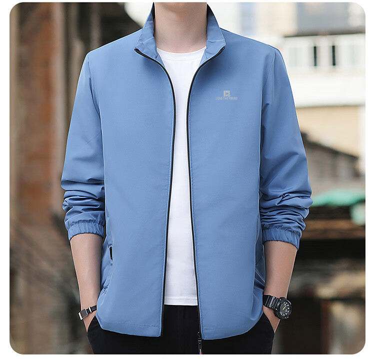ROMON Men's Jacket, Spring And Autumn Stand-Collar Business Executive Jacket, Casual Windproof Coat for Men, Dad Style JK02 Black 3X 8