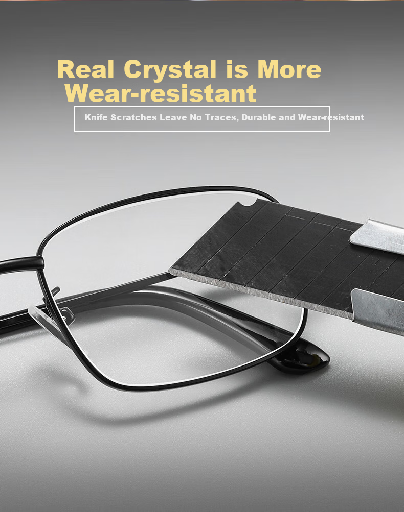 LESCA LUNETIER Pure Titanium Natural Crystal Reading Glasses for Men, Crystal Stone Glasses, High-Definition Ultra-Light Donghai Elderly Brand High-Quality Genuine Product 5