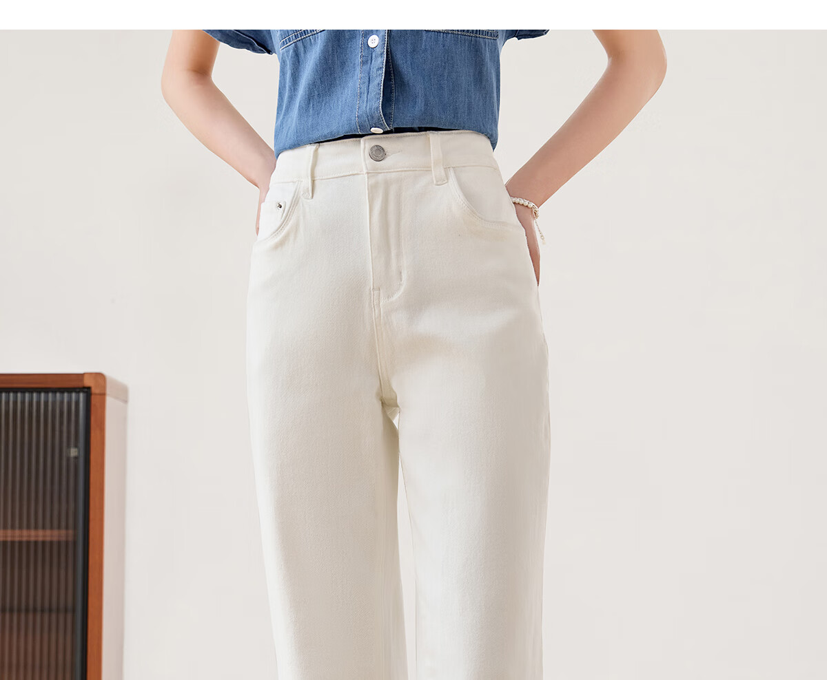 PinCai Women's Jeans, Spring And Autumn Black Straight-Leg Trousers, Slimming And Heightening Effect, Casual Denim Long Pants P143N1009 31