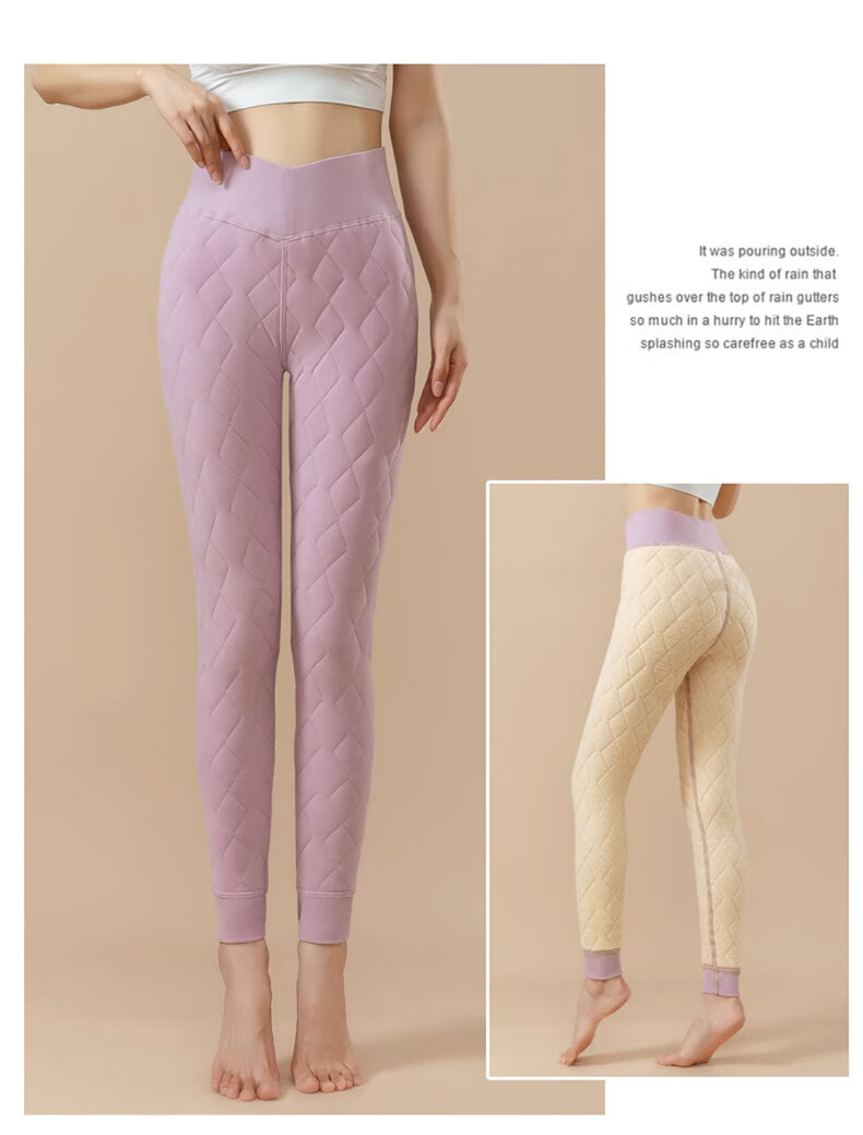 Langsha Women's Thermal Pants 100% Wool Autumn Winter Fleece Thickened Cotton Pants Extra Thick Lambswool Long Johns Plus Size Leggings 15