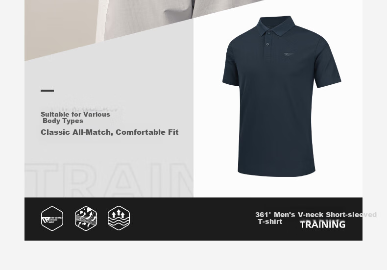 361° Men's Short-Sleeve T-Shirt, Summer Quick-Dry Polo Shirt, Running Fitness Sportswear, Half Sleeve, 652524102D-8 9