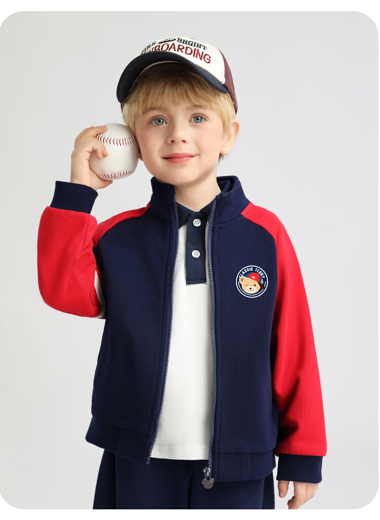 Classic Teddy Boys' Jacket Children's Cardigan Sports Casual Autumn Wear Heather Gray Size 120 3