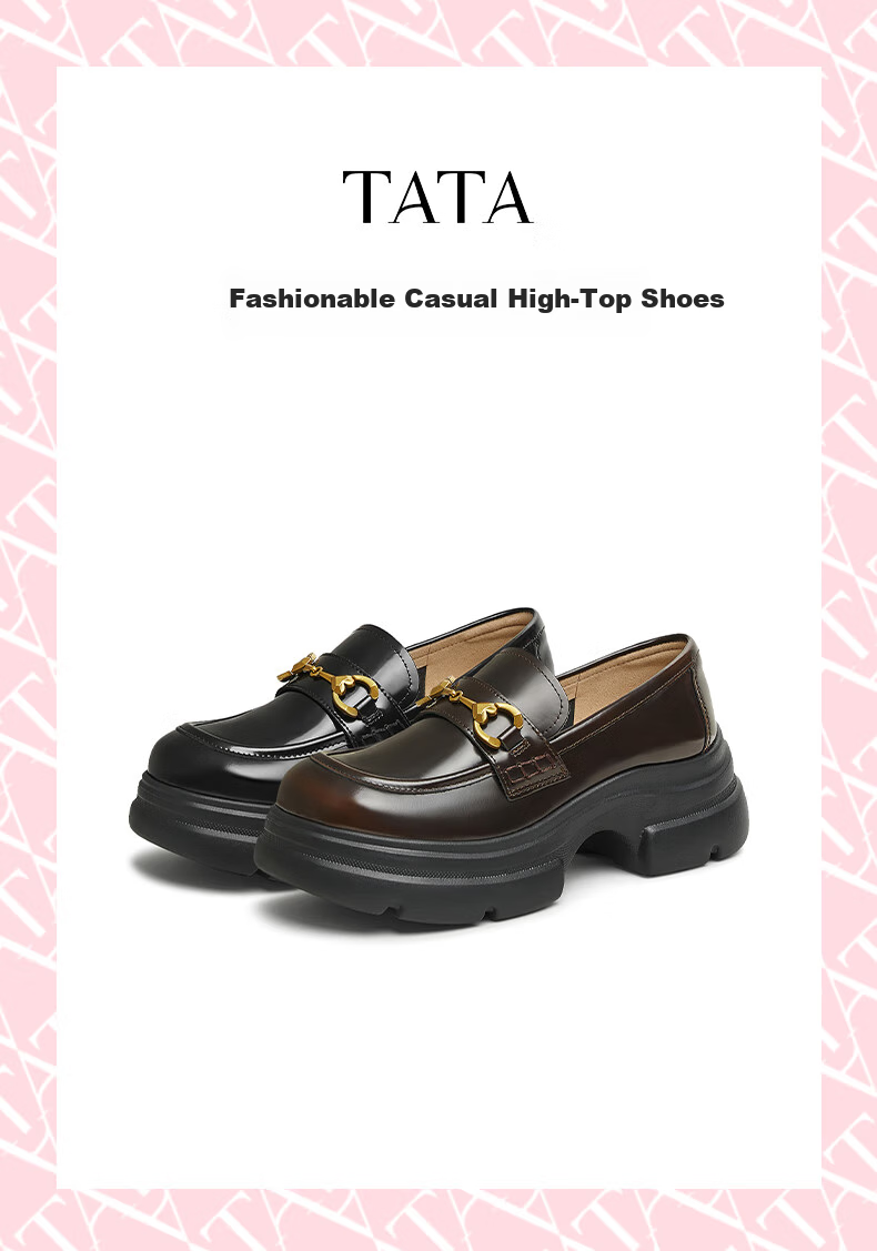 TATA Magic Detective Platform Loafers Unisex Star Style Black (Heart Edition) Size 36 2