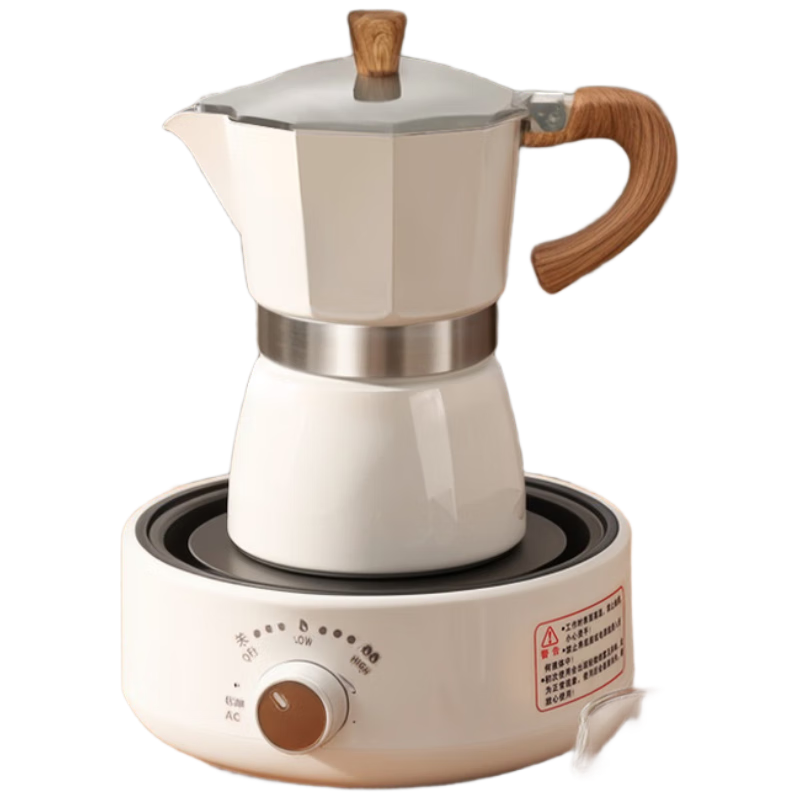 CLITON Moka Pot, Home Italian Espresso Hand-Brew Coffee Maker, Manual Coffee Grinder, Small Electric Ceramic Stove Coffee Brewing Equipment Set