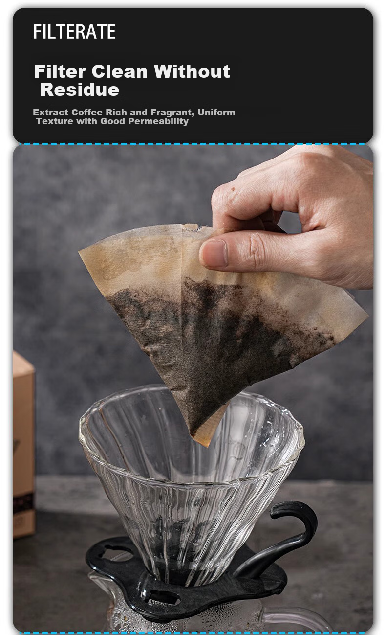 YIJUKE [50 Sheets] V01 Coffee Filter Paper V60 Pour-Over Coffee Drip Paper, V-Shaped Funnel Filter Cup Dedicated Filter Paper, Conical Shape 6